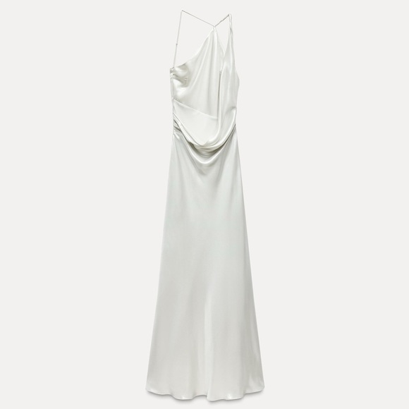 NWT ZARA LONG ASYMMETRIC FOIL DRESS - Picture 14 of 17